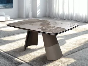 Стол STEFAN 180 GLOSS LUXURY PANDORA керамика, стекло/ каркас латте, ®DISAUR