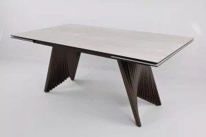 Стол IVAR 180 MARBLES TL-109 Серый мрамор, испанская керамика / Шоколадное золото каркас, ®DISAUR