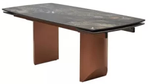 Стол ПУАНТО 200 TITANIUM LAWA NERO, керамика / МЕДЬ каркас М-City