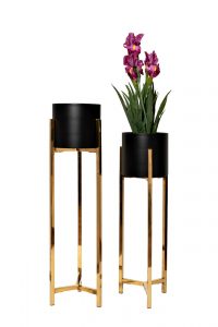 Набор из 2х металлических кашпо на подставке