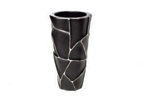 Кашпо черное с серебром